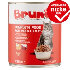 Brunos Kompletné krmivo pre dospelé mačky kúsky s hydinou a hovädzinou v omáčke 830 g