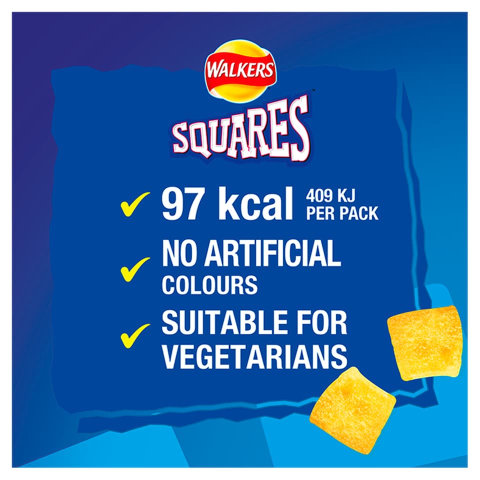image 1 of Walkers Squares Cheese & Onion Flavour Potato Snacks 6x22g