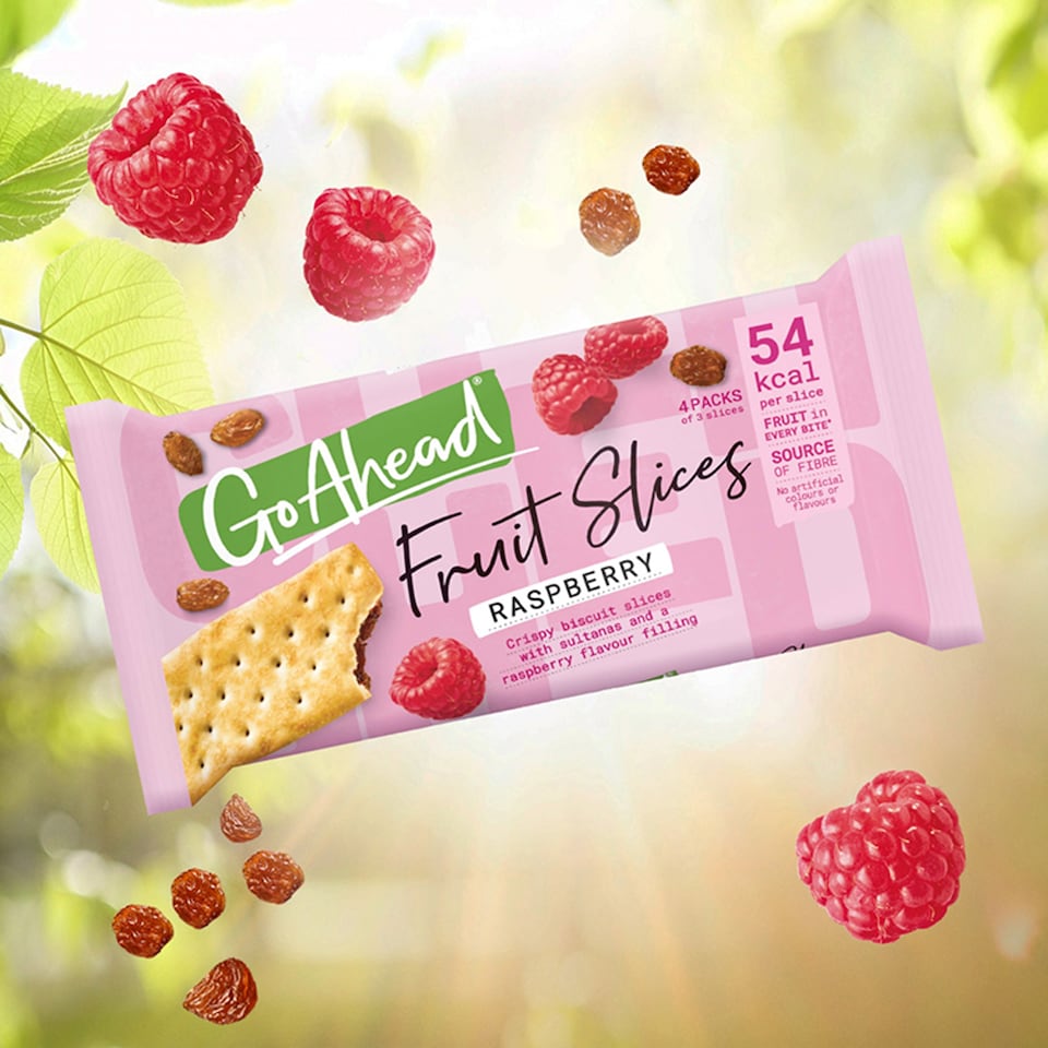 image 1 of Go Ahead Raspberry Crispy Fruit Slices Snack Bars Multipack 4 x 43.6g