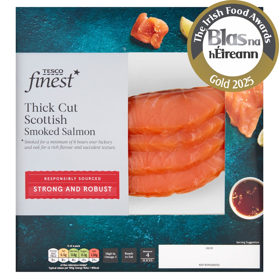 Tesco Finest Thick Cut Scottish Smoked Salmon 100g
