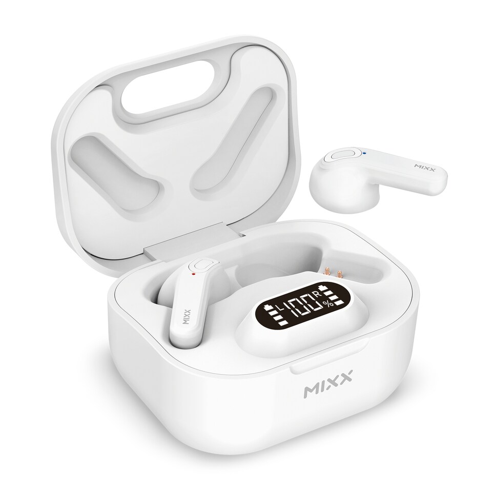 Mixx Streambuds White Hybrid Qi Charge Earphones