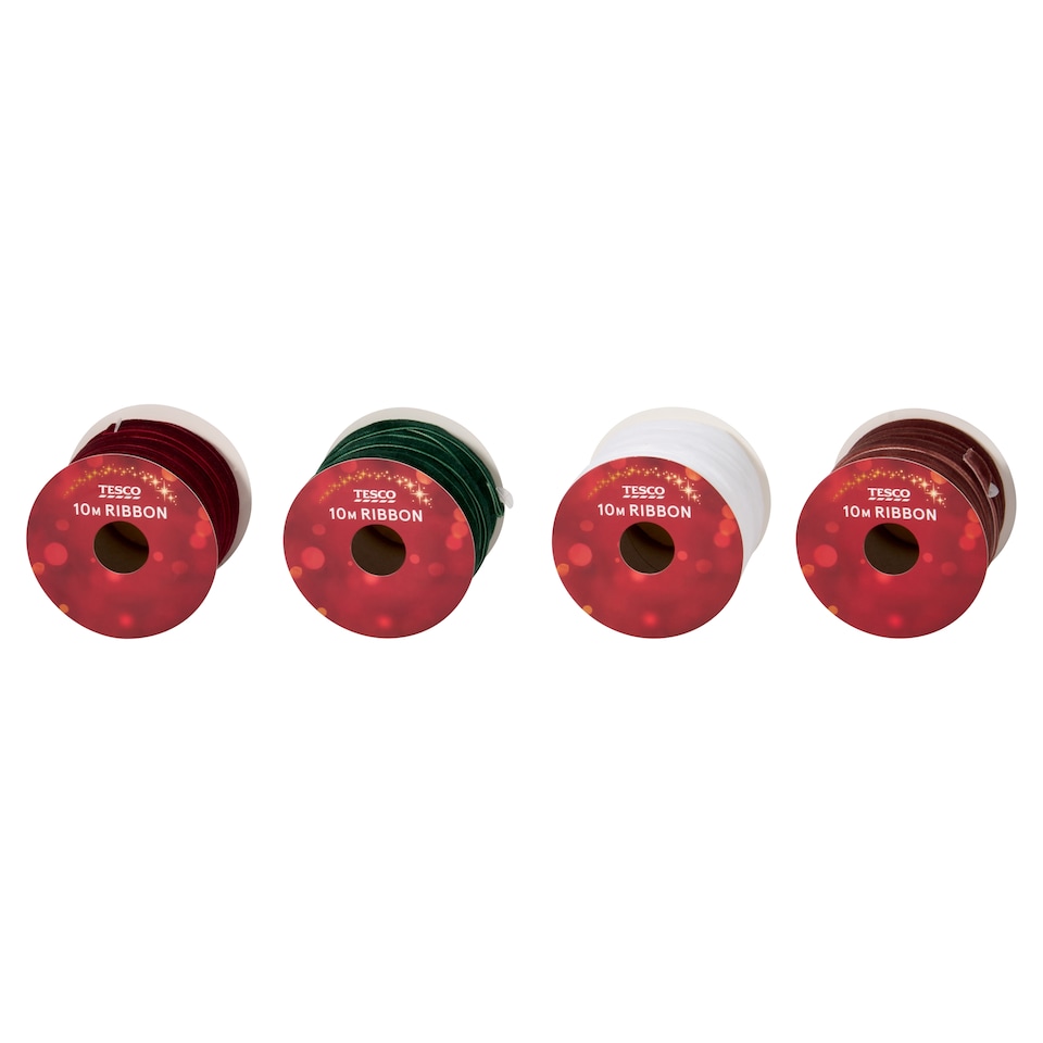 image 1 of Tesco Velvet Christmas Ribbon Assortment 10M