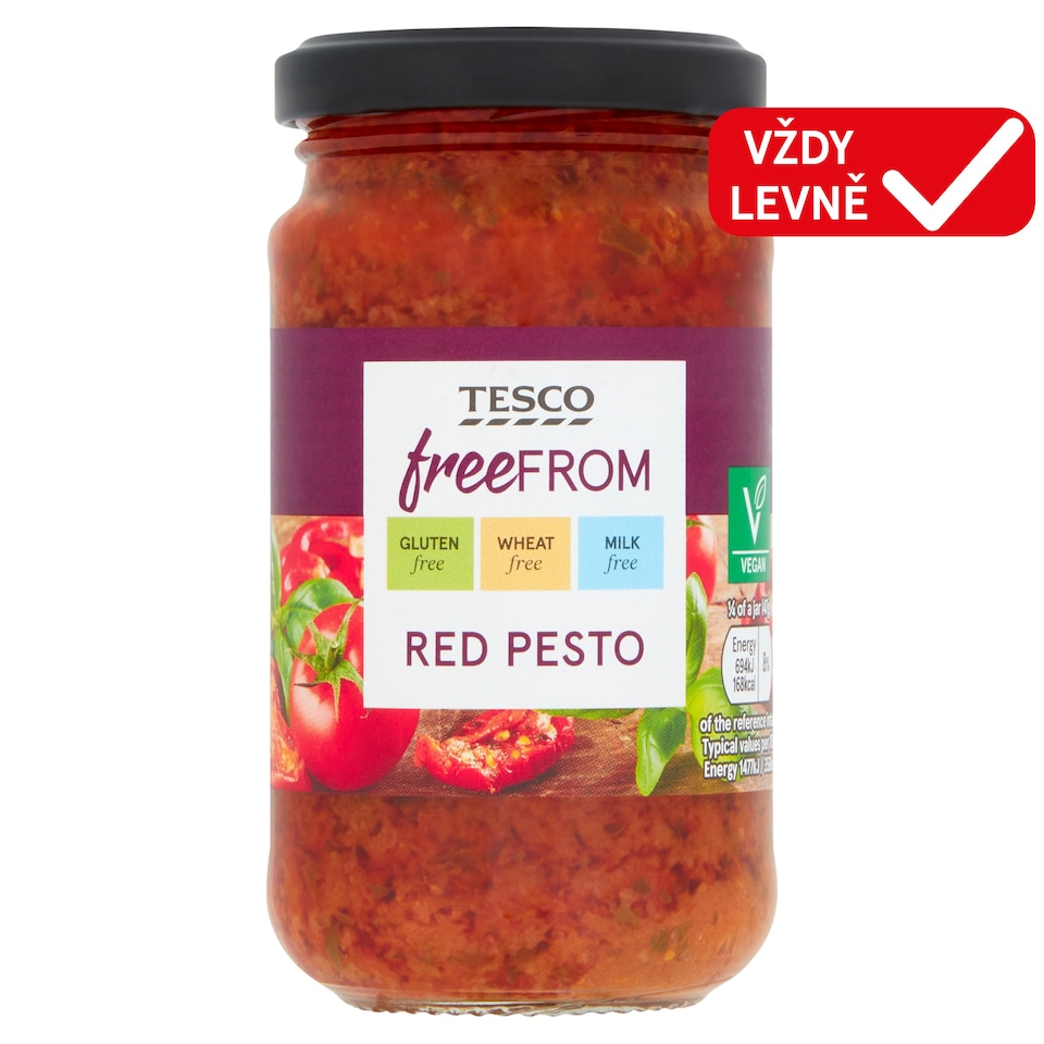 Obrázek 1 pro produkt Tesco Free From Pesto ze sušených rajčat, bazalky, tofu a piniových oříšků 190g
