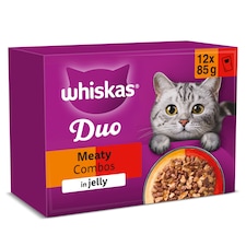 Whiskas Duo Meaty Combos Adult Cat Food Pouches in Jelly 12x85g