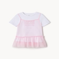 F&F Girls Tulle Layered T-Shirt in Multi
