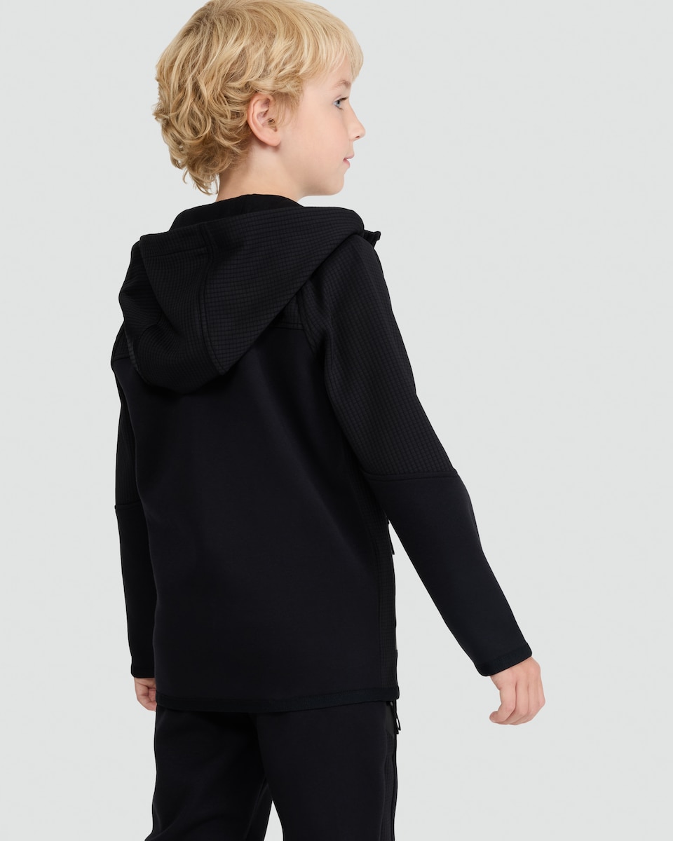 image 1 of F&F Active Boys Hooded Zip Up Jacket in Black
