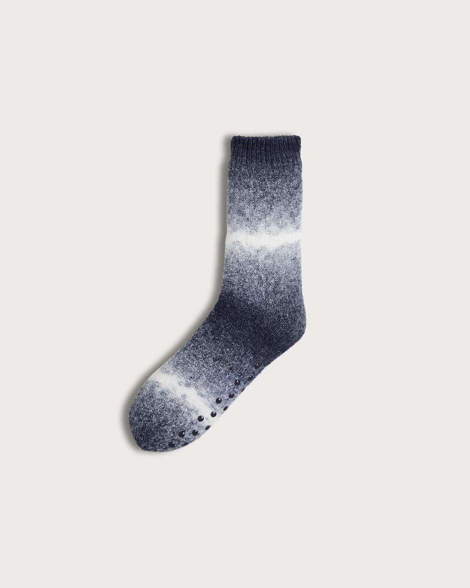 F&F Ombré Pattern Borg Lined Slippers Socks in Navy