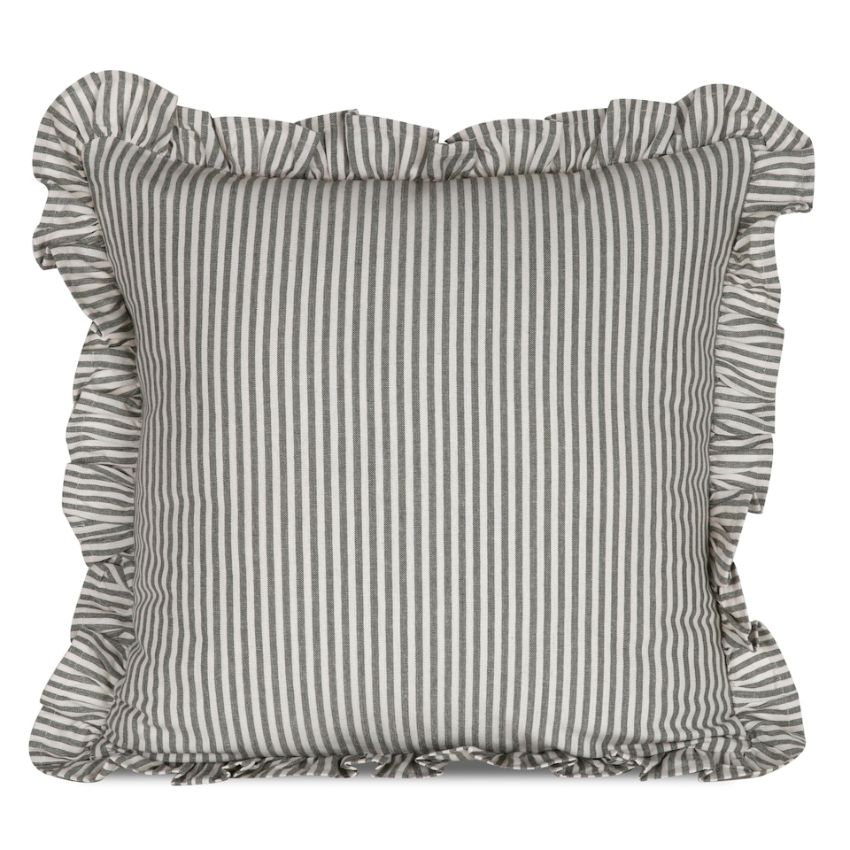F&F Home Green Stripe Frill Cushion 48x48cm