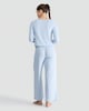 image 3 of F&F 3-Piece Ribbed Pointelle Cardigan, Cami and Trousers Pyjamas in Blue