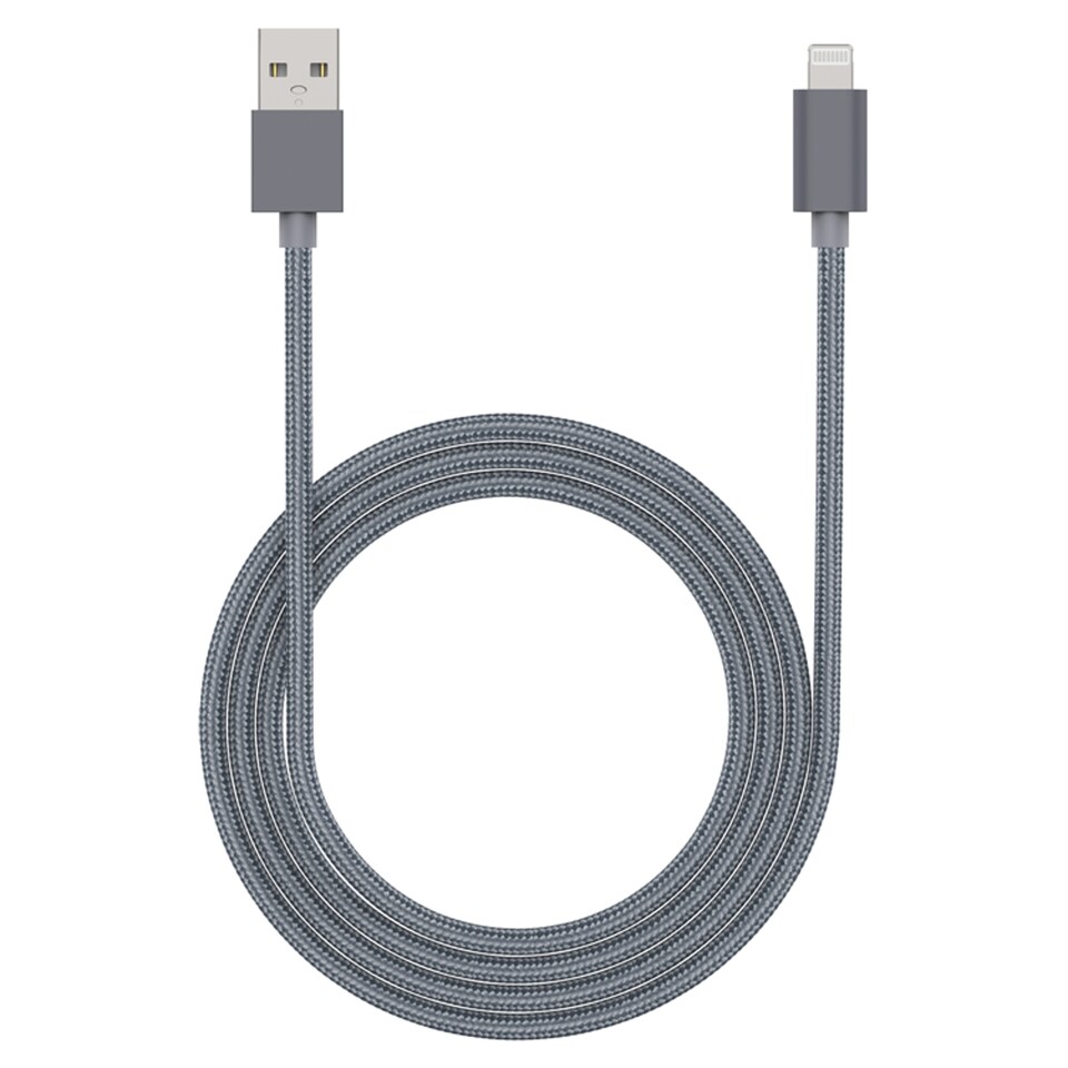 Tesco Lightning USB Sync & Charge Braided iPhone Charger Cable 15cm Grey
