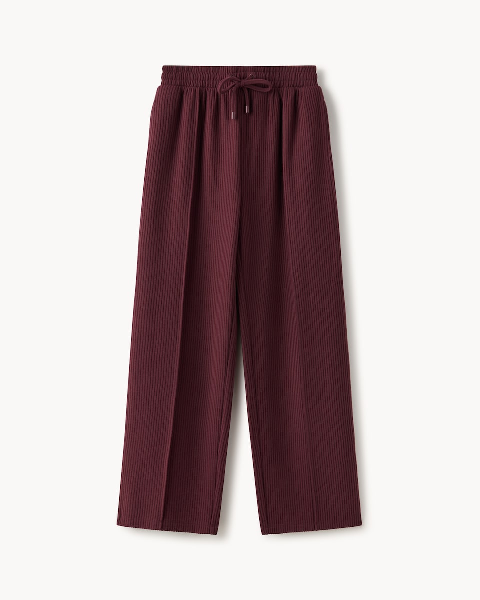 image 1 of F&F Active AFTERCLASS Ribbed Wide Leg Joggers in Brown