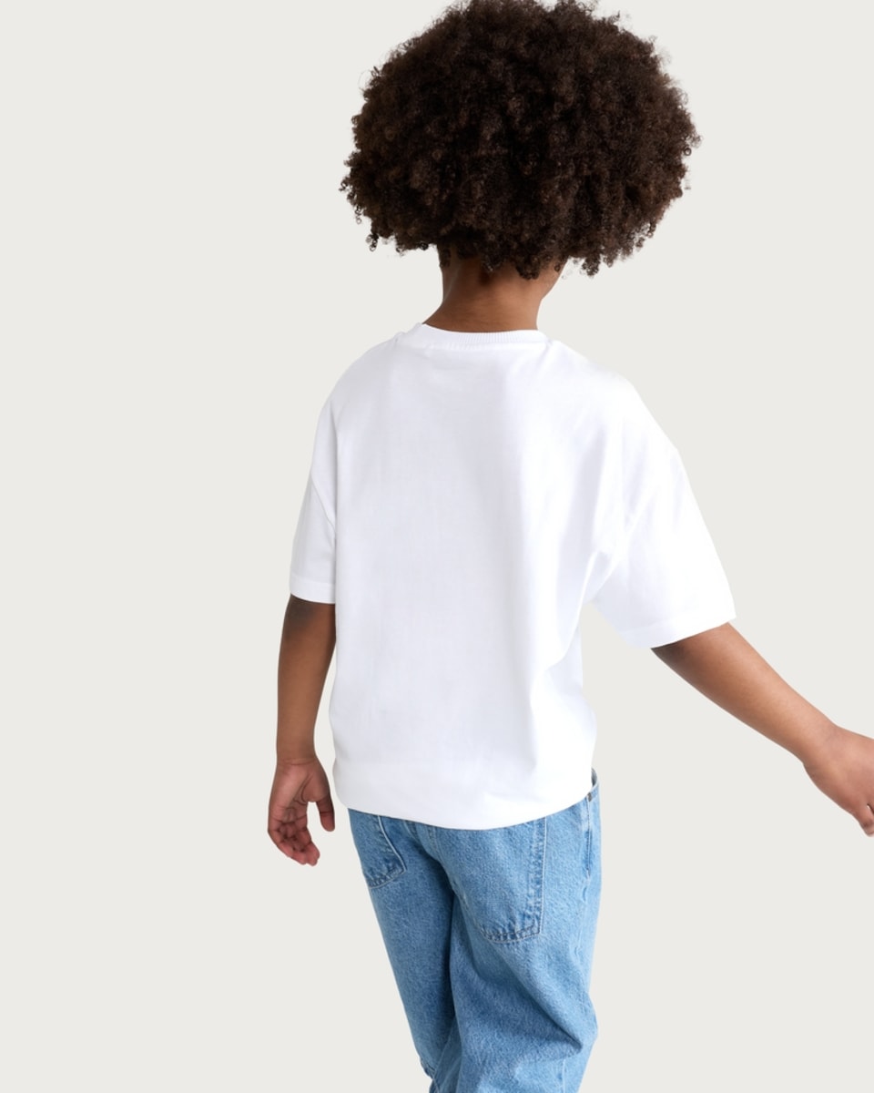 image 1 of F&F Boys Pure Cotton Printed Oversized Fit T-Shirt in White