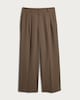 image 4 of F&F Check Print Pleated Wide Leg Co-ord Trousers in Brown