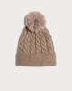 image 1 of F&F Cable Knit Pom Pom Beanie Hat in Neutral