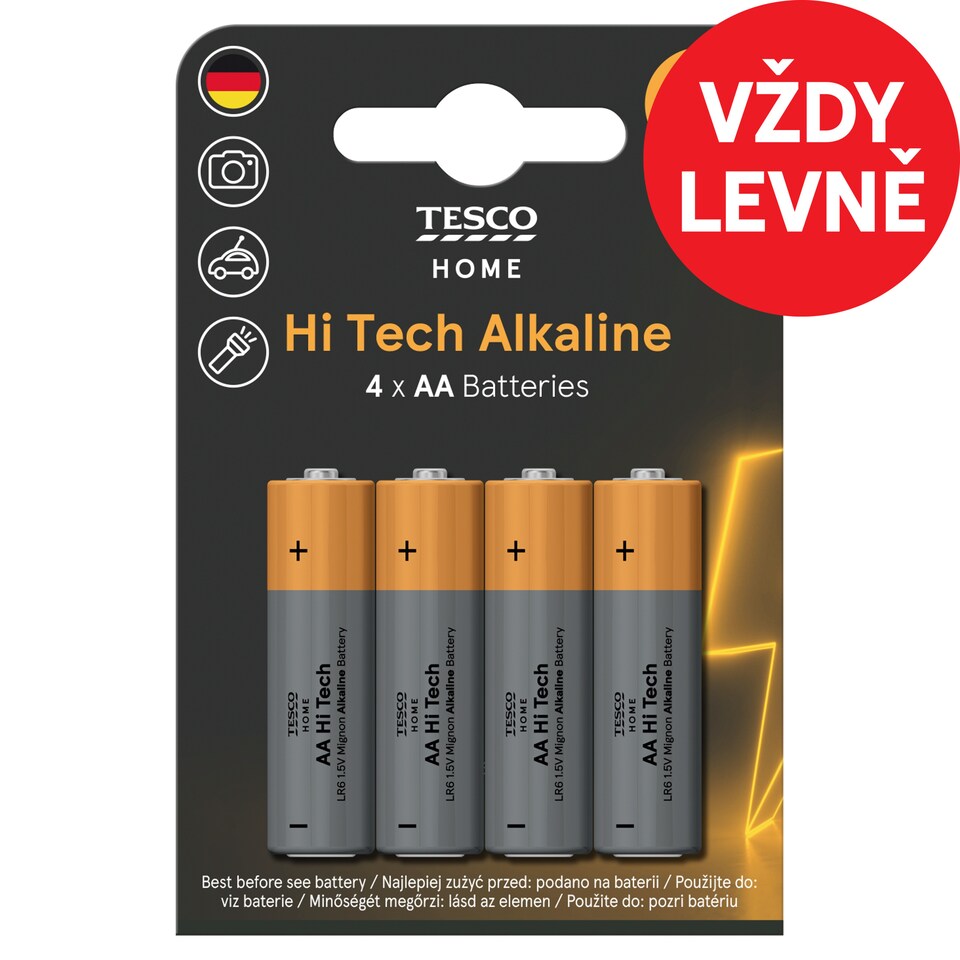 Tesco AA Alkaline Batteries 4 pcs