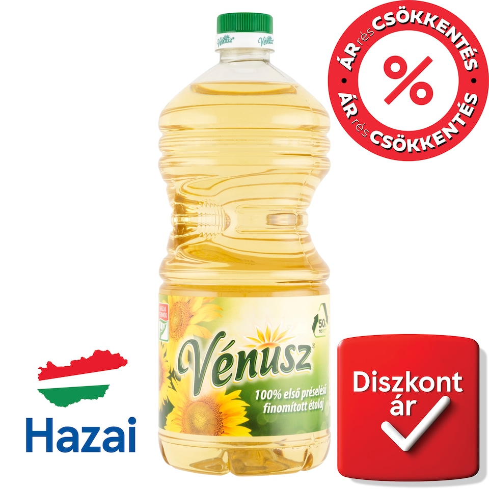 Vénusz 100% első préselésű finomított napraforgó-étolaj 2 l  1. kép