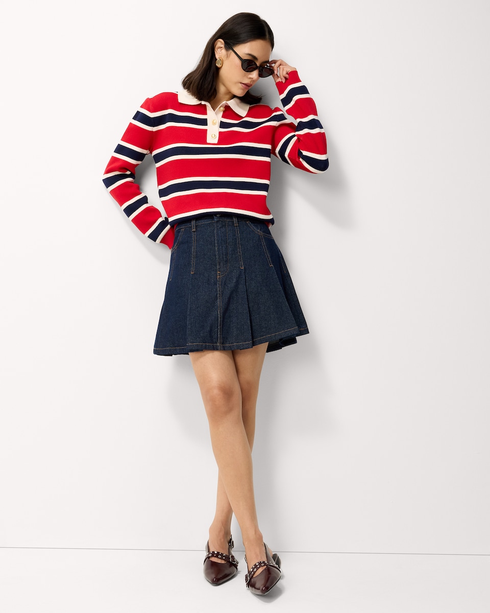 image 1 of F&F Striped Rugby Knitted Jumper in Multi Red