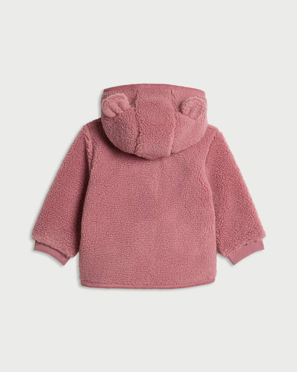 image 1 of F&F Baby Teddy Fleece Hooded Jacket in Pink