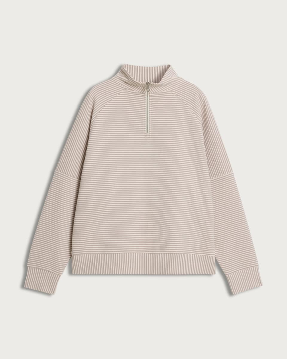 F&F Active AFTERCLASS Textured Stripe Half Zip Sweatshirt in Neutral