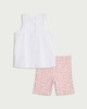 image 2 of F&F Baby 2-Piece Cotton Rich Flower Print Vest and Shorts Set in Multi White