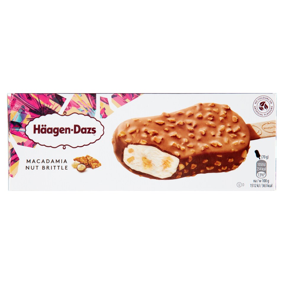 Häagen-Dazs vanília ízű jégkrém makadámia dió grillázzsal és belga tejcsokoládé bevonattal 80 ml