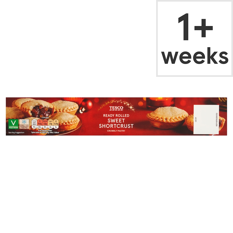 Tesco Ready Rolled Sweet Shortcrust Pastry 320G