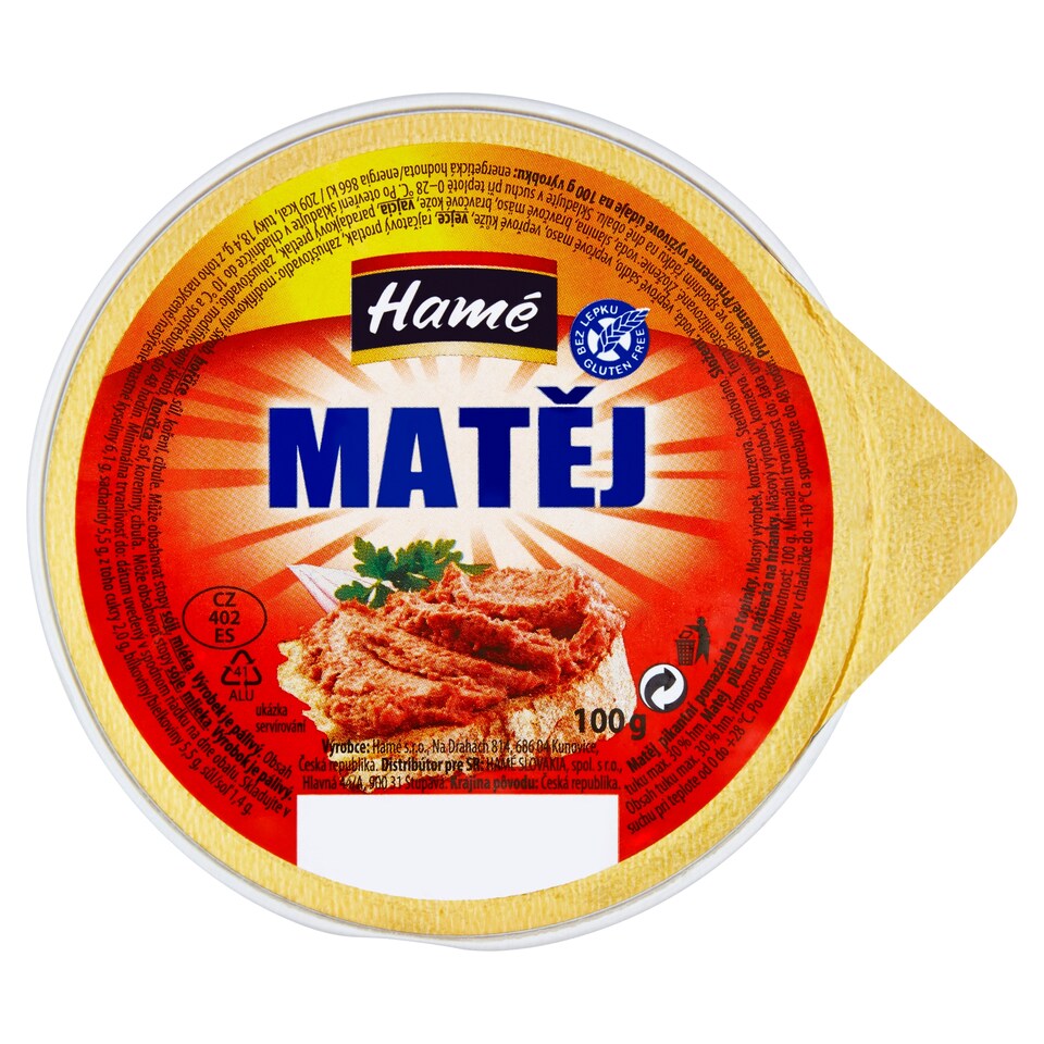 Obrázek 1 pro produkt Hamé Matěj pikantní pomazánka na topinky 100g