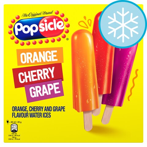 Popsicle Orange, Cherry & Grape Flavour Water Ices 18 x 48ml - Tesco ...