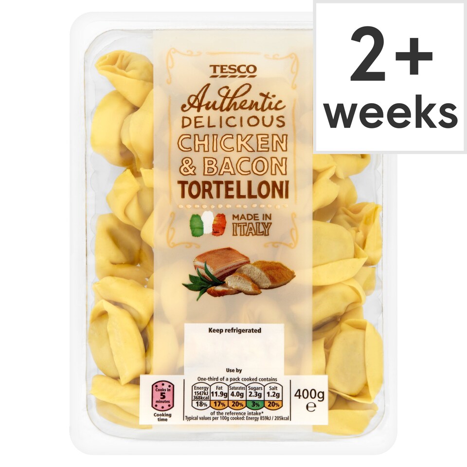 Tesco Chicken & Bacon Tortelloni Pasta 400G