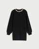 image 4 of F&F Pearl Embellished Trim Long Sleeved Mini Dress in Black