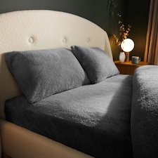 Silentnight Grey Teddy Fitted Sheet Double