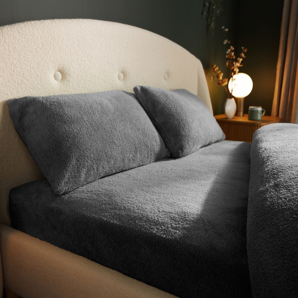 image 1 of Silentnight Grey Teddy Fitted Sheet Double