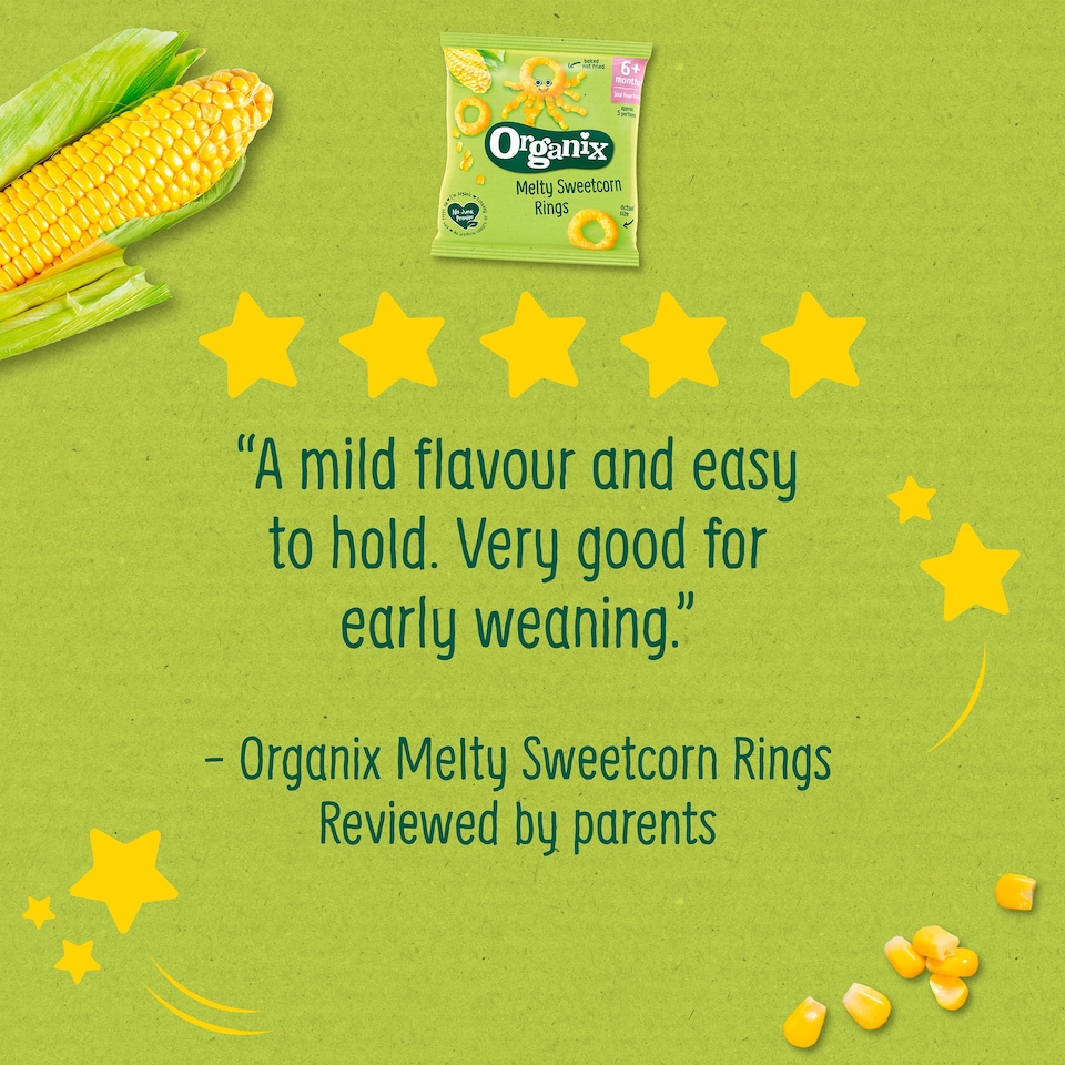 image 1 of Organix Melty Sweetcorn Rings 20g 