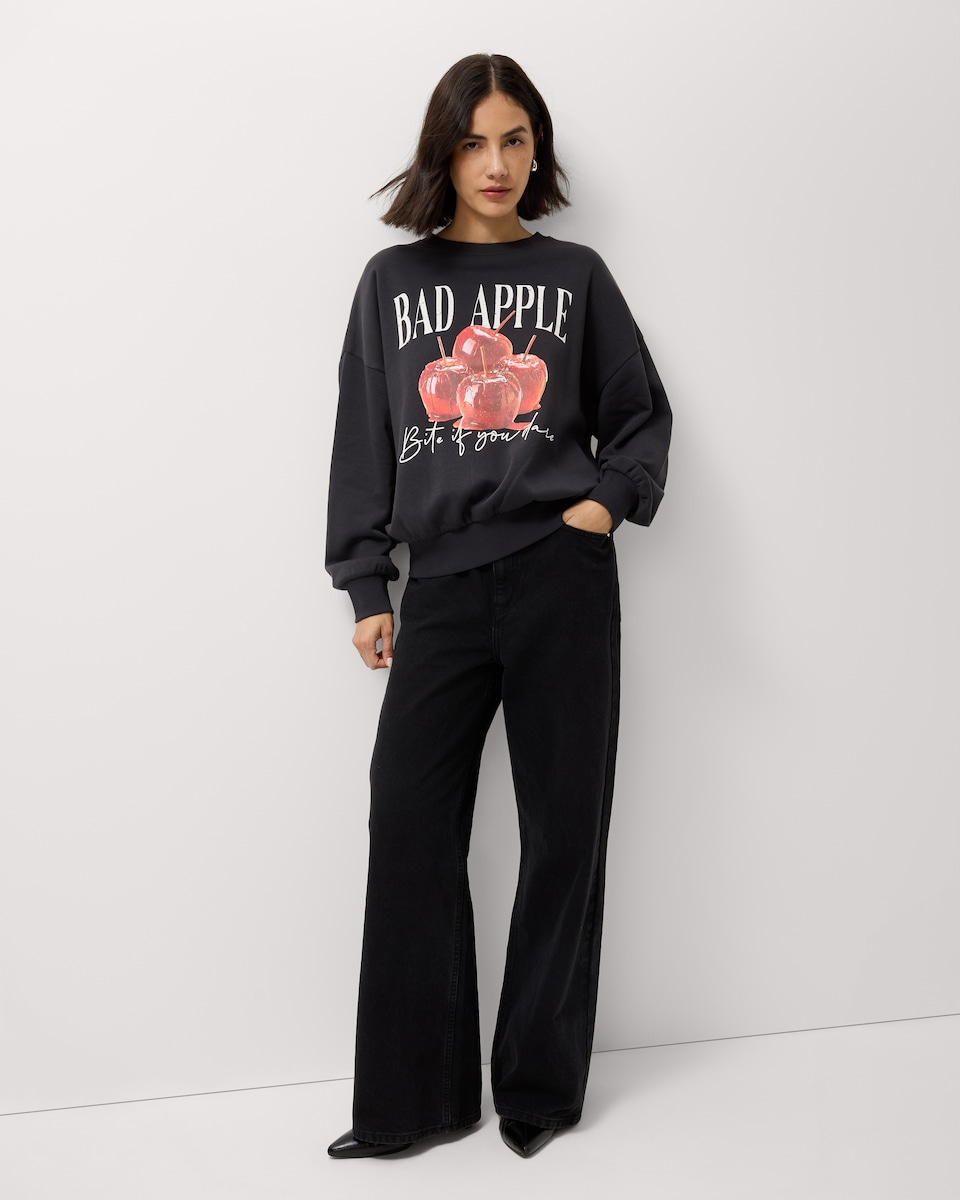 image 1 of F&F Cotton Rich Halloween Print Sweatshirt in Grey