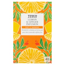 Tesco Lemon & Ginger 40 Tea Bags 80G