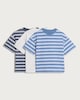 image 4 of F&F Boys 3-Pack Pure Cotton Stripe Short Sleeved T-Shirts in Blue