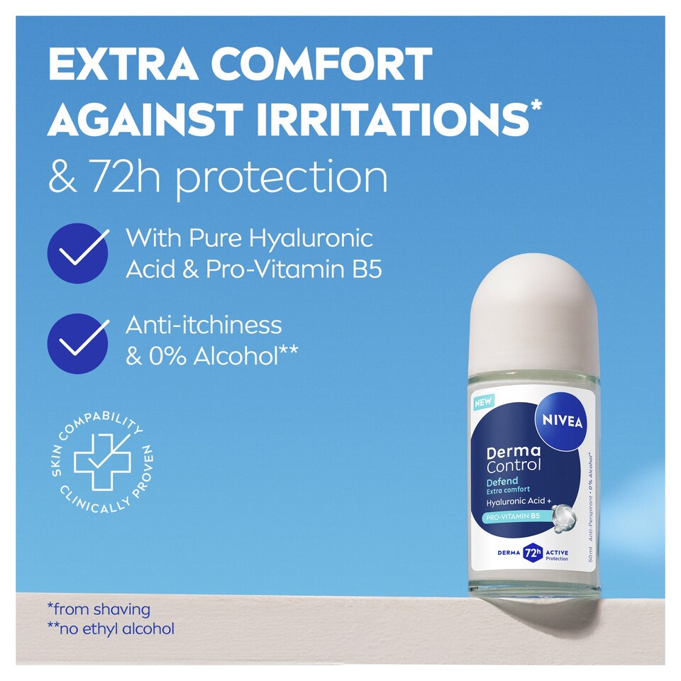 image 1 of NIVEA Derma Control Defend Antiperspirant Deodorant Roll On 50ml