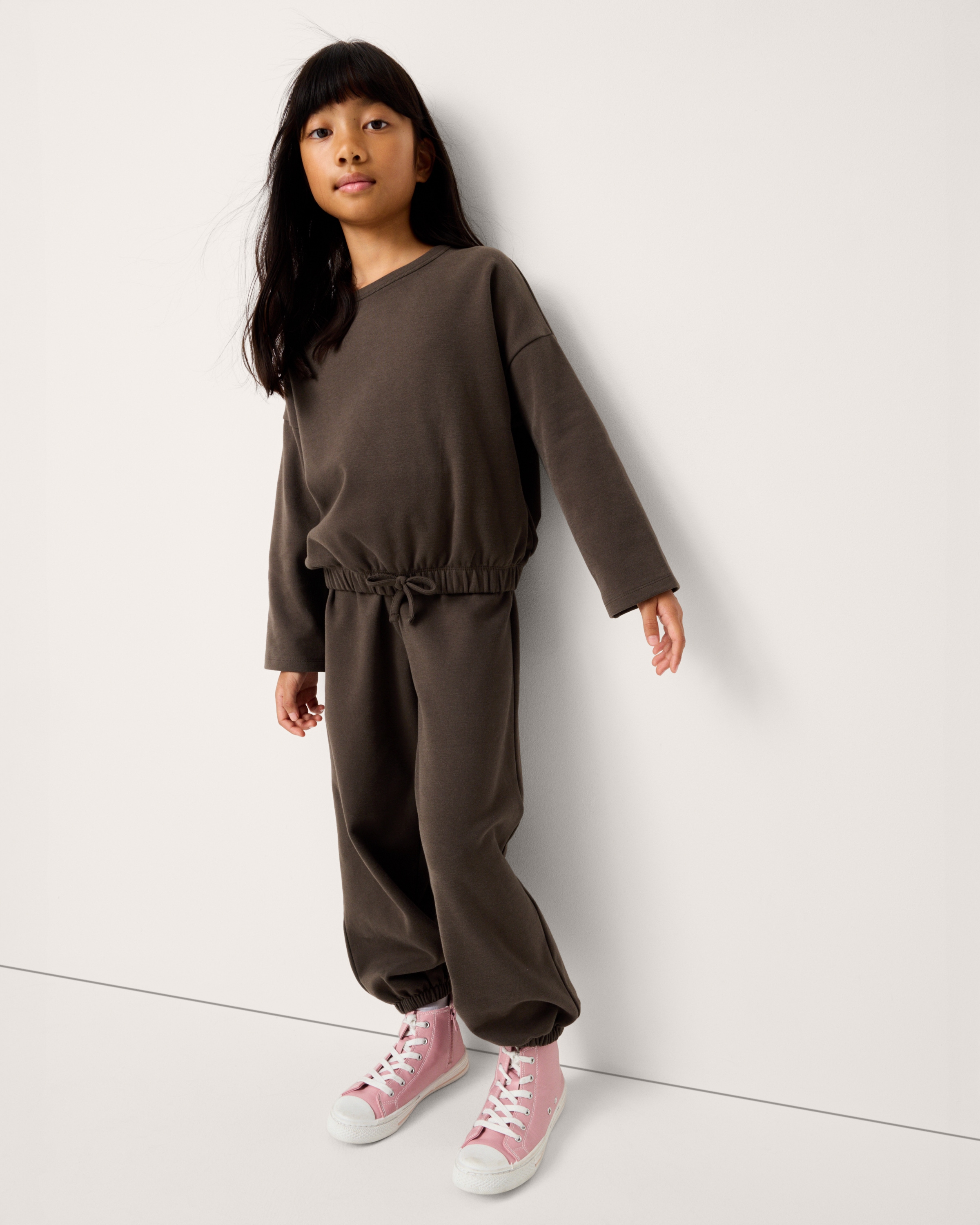F&F Girls Cotton Rich Sweatshirt and Joggers Set in Brown, 12-13 Years