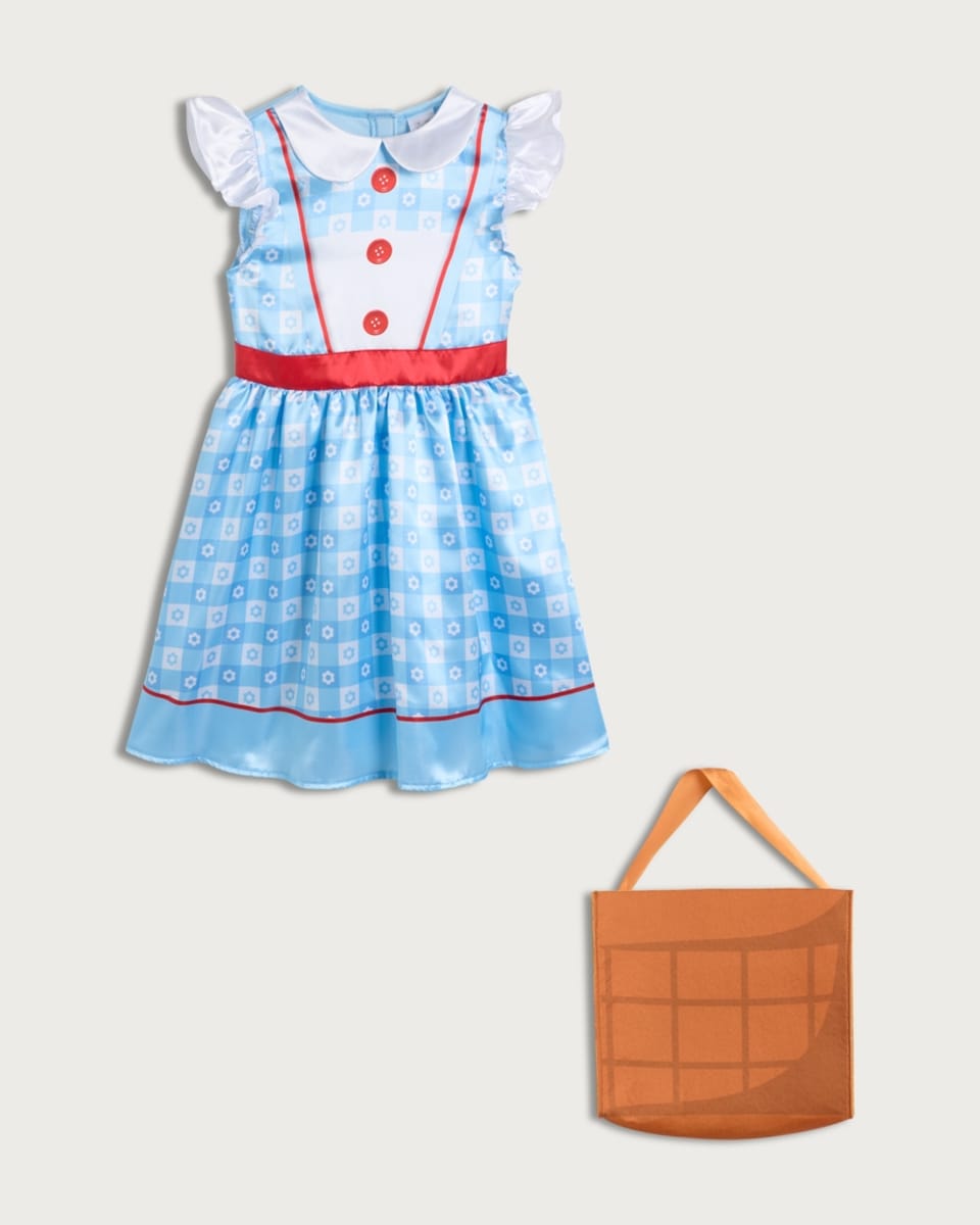 Wizard of Oz Dorothy 2-Piece Fancy Dress Costume with Bag in Blue