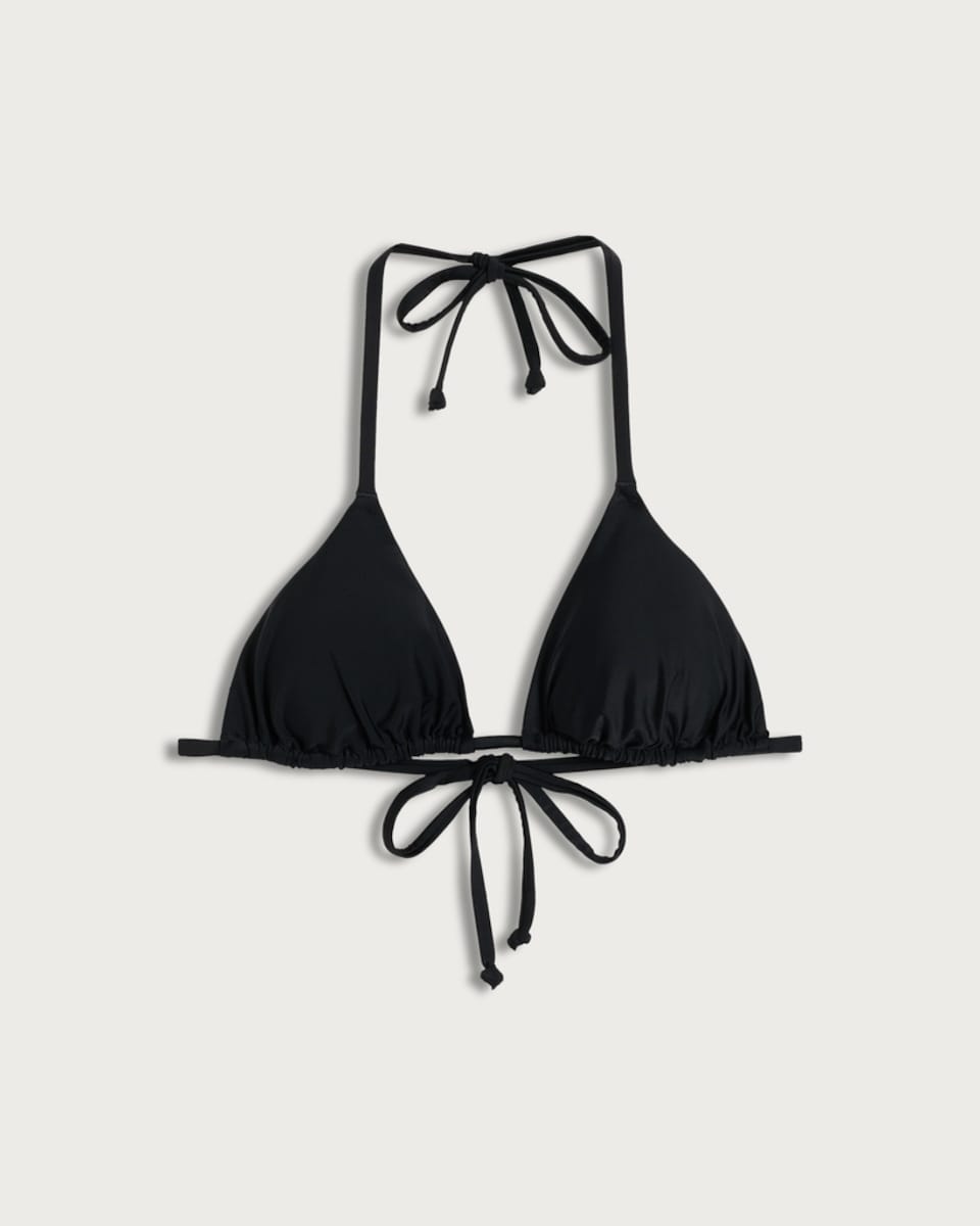 image 1 of F&F Triangle Halter Neck Bikini Top in Black