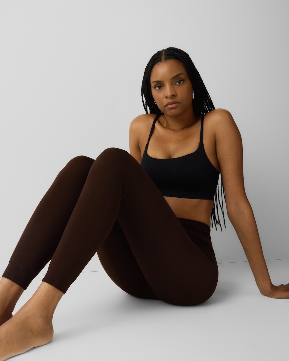 image 1 of F&F WARMPLUS™ Medium Warmth Velvet Thermal Footless Tights in Chocolate
