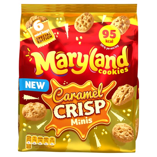 Maryland Caramel Crisp Mini Cookies 6 Pack 118.8G Tesco Groceries