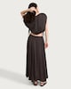 image 1 of F&F Satin Drawstring Waist Midi Skirt in Chocolate