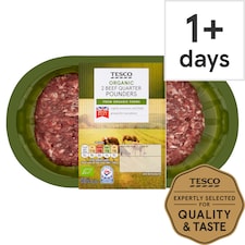 Tesco Organic Beef Quarter Pounders 2 Pack 227g