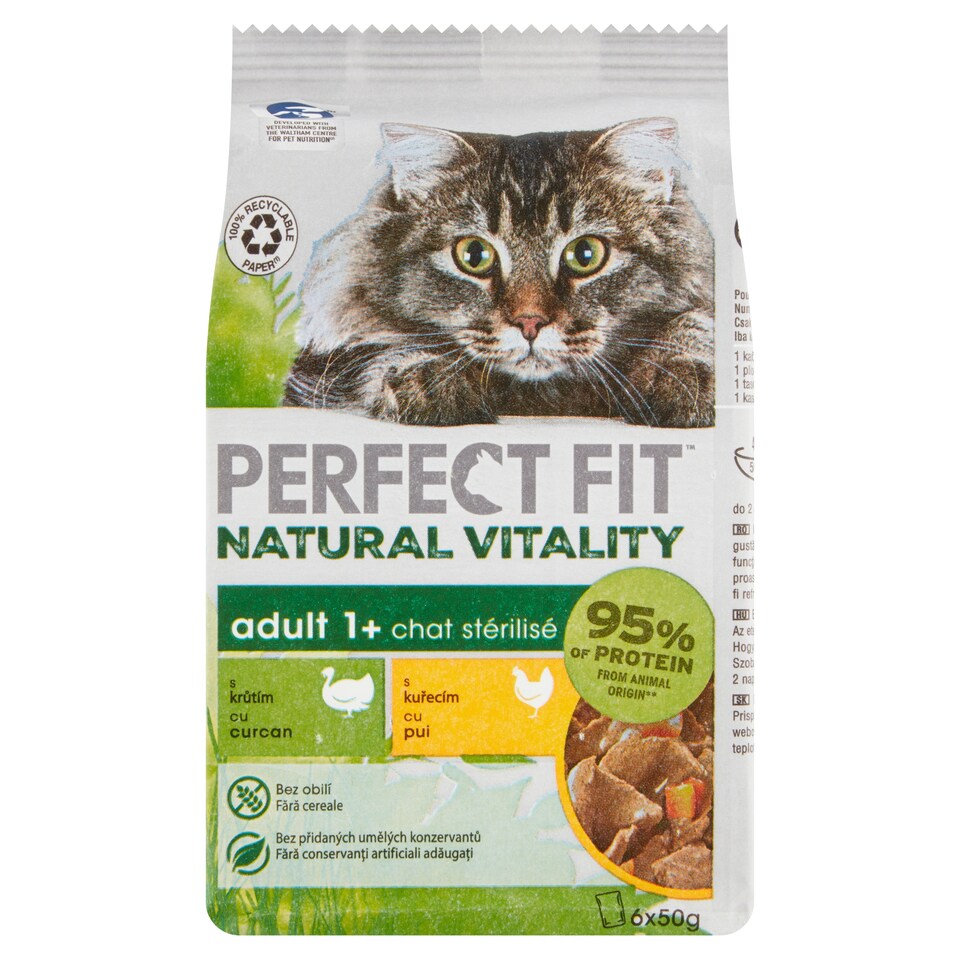 Obrázek 1 pro produkt Perfect Fit Natural Vitality Adult 1+ s krůtím a kuřecím 6 x 50g (300g)
