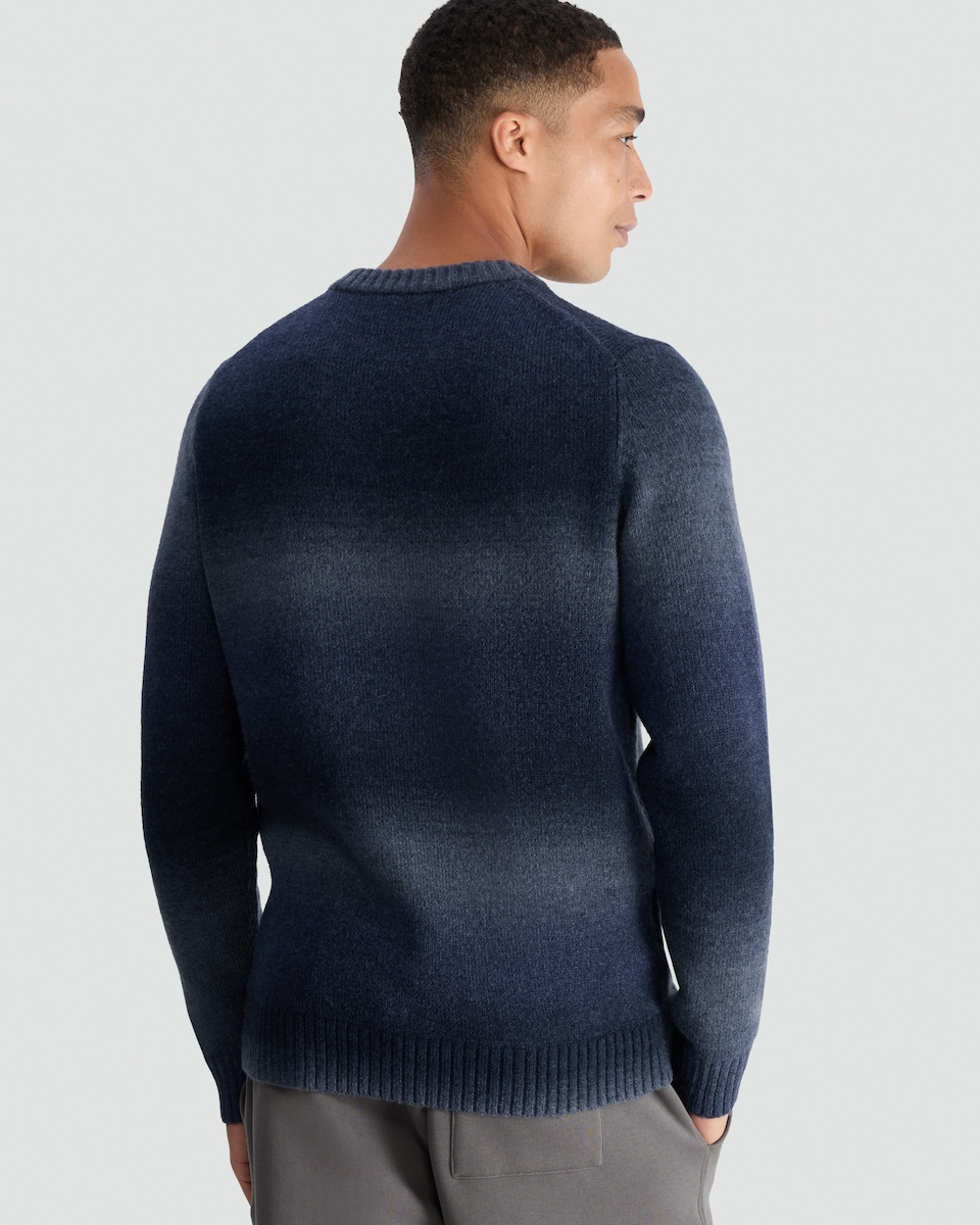 image 1 of F&F Knitted Ombre Pattern Jumper with Wool in Navy