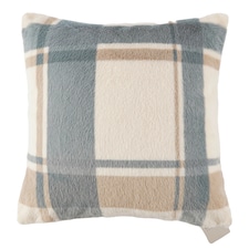 F&F HOME Blue Printed Check Fur Cushion