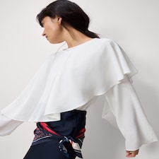 F&F Draped Cape Blouse in Cream