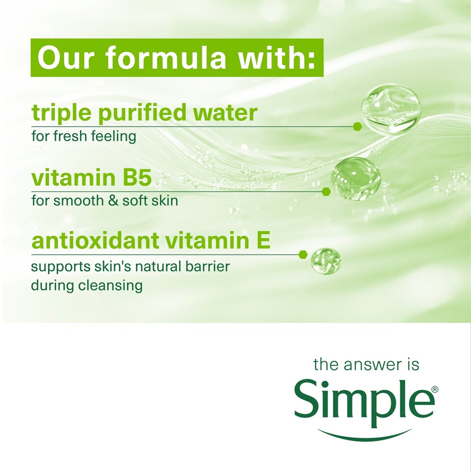 image 1 of Simple Kind To Skin Cleansing Face Wipes 7 Pack