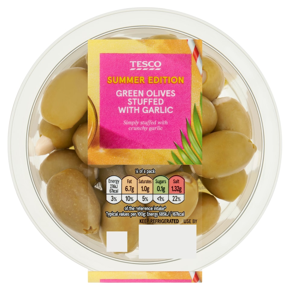 Tesco Green Olives Stuffed with Garlic 160g